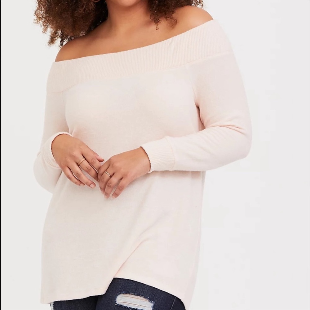 Nwt Torrid Size 4 Super Soft Plush Light Pink Off… - image 1